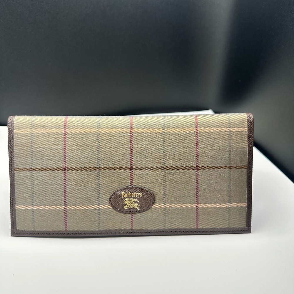 Burberrys Nova Check Canvas Leather Long Bifold Wallet